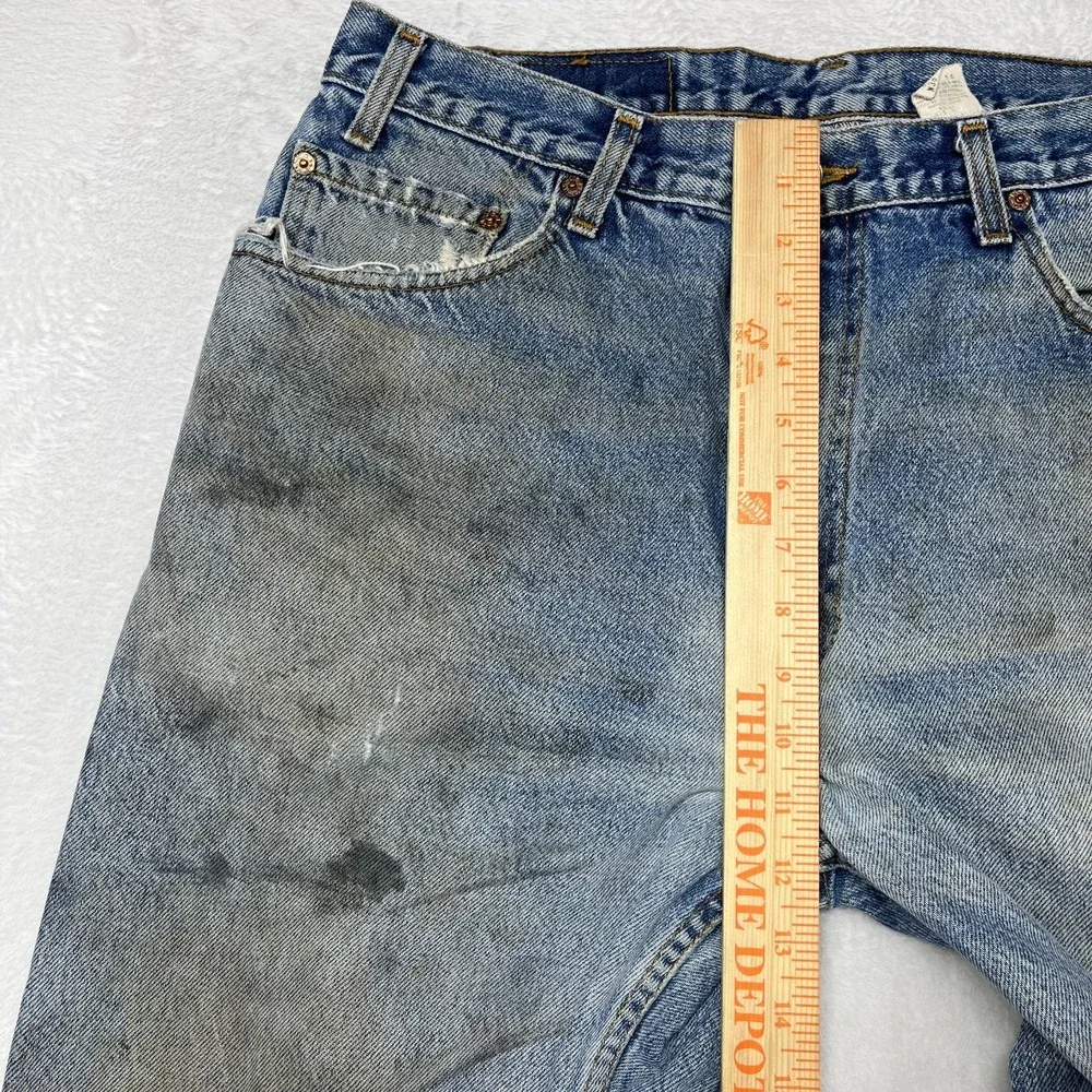 VTG Levi's 505 Regular Fit Straight Leg Jeans‎ Men's Denim Distressed - 34X30.5